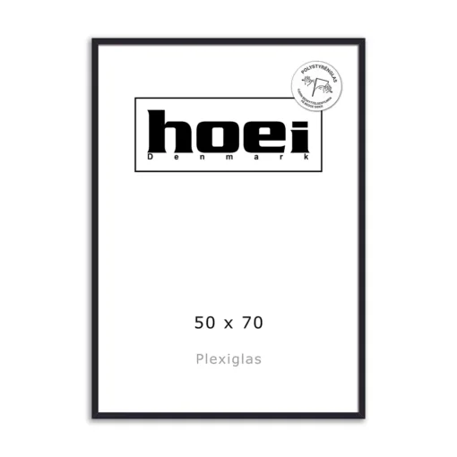 Sort plakatramme i træ Hoei 111 50x70 plexiglas front