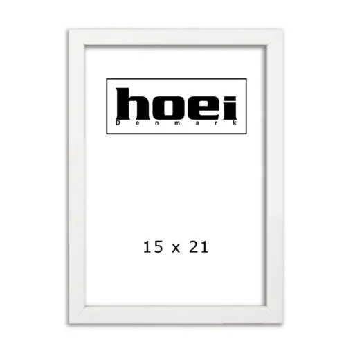 Hvid ramme i 15x21 cm A5, med almindelig glas og bagstøtte