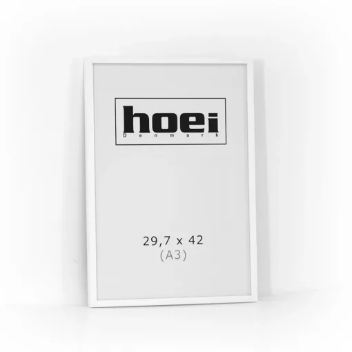 Populær hvid træramme i A3 (29,7x42 cm) med almindelig glas