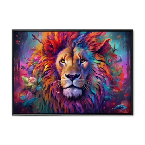 Vibrant and bright and colorful animal portrait poster. AI generated
