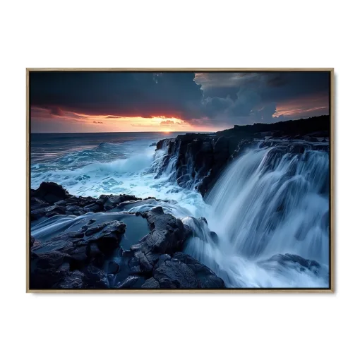 Galleri lærredsprint Cliffside Cascade EGE svæveramme