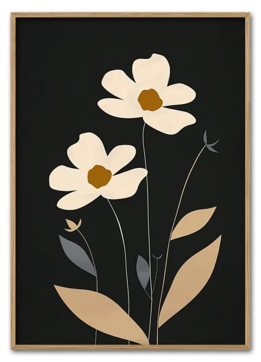 Cream Petals on Black Massiv Eg