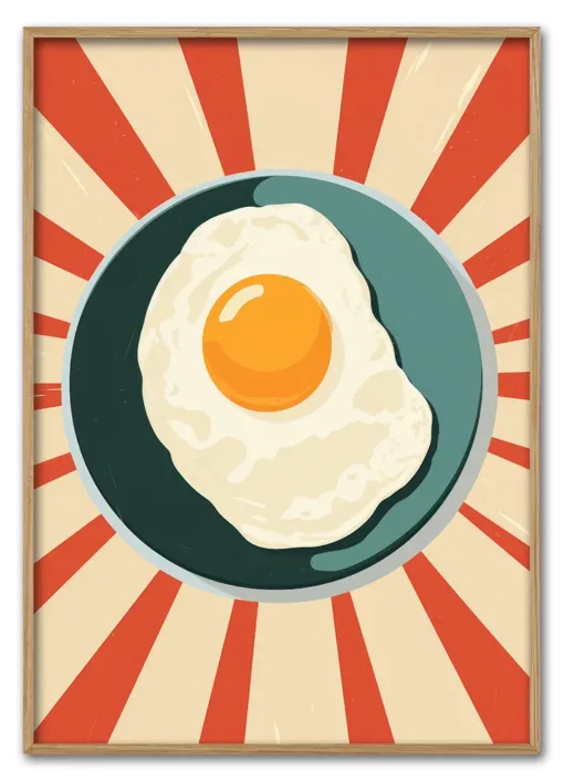 Vintage Breakfast Art Poster breakfast food egg. AI generated Im