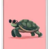 Turtle on Pink Hvid