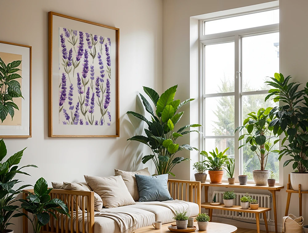 Blomster plakat i stuen